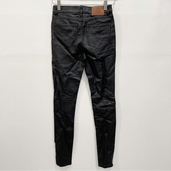 Dolls Kill UNIF Morrison Pants Faux Leather Black Zippers Skinny - Picture 2 of 8